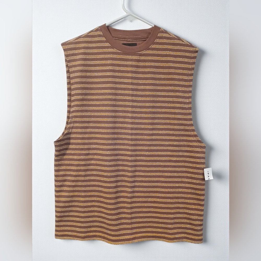 Pacsun Mens Rose Compass Textured Striped Sleeveless Tshirt Tank Small